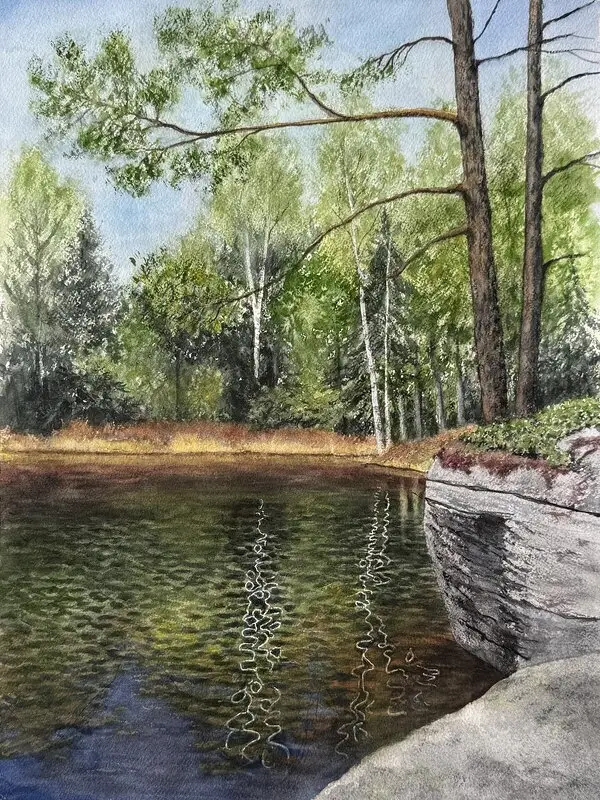 Akvarell Krusningar på ytan av Jeanette Malmberg