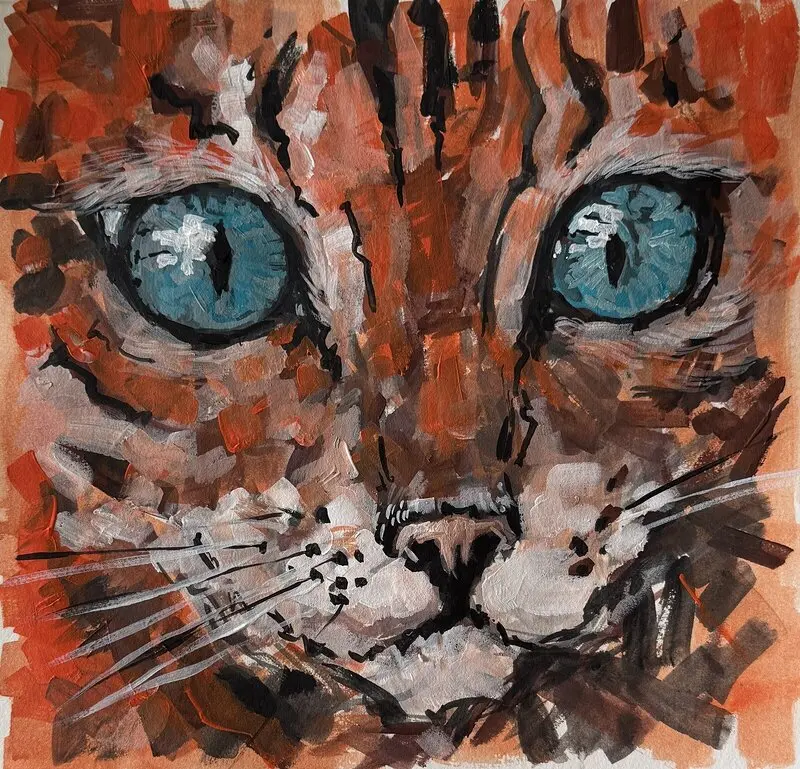 Akrylmålning Kattens blick av Ekaterina Dutkevich