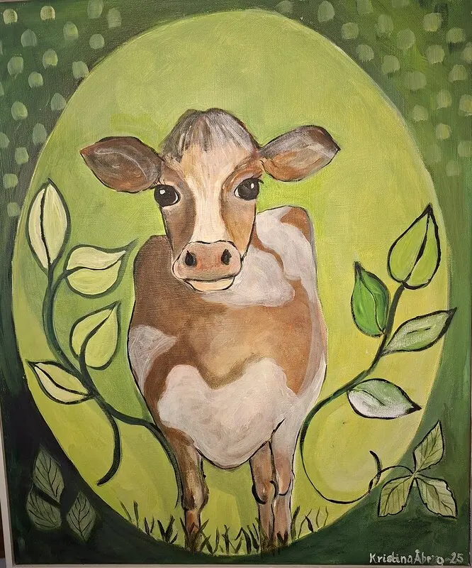 Akrylmålning Majros av Tina Åberg