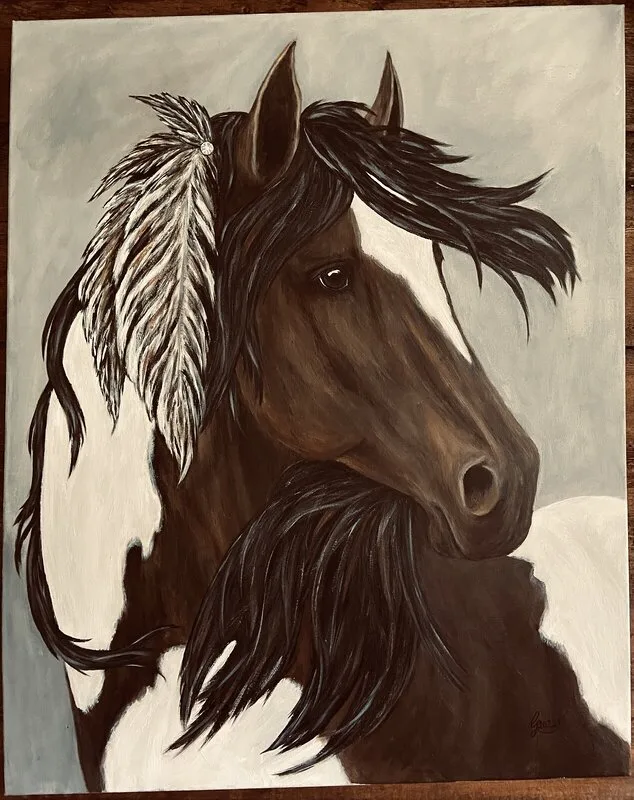 Akrylmålning Indianhäst av Gunilla Leandersson