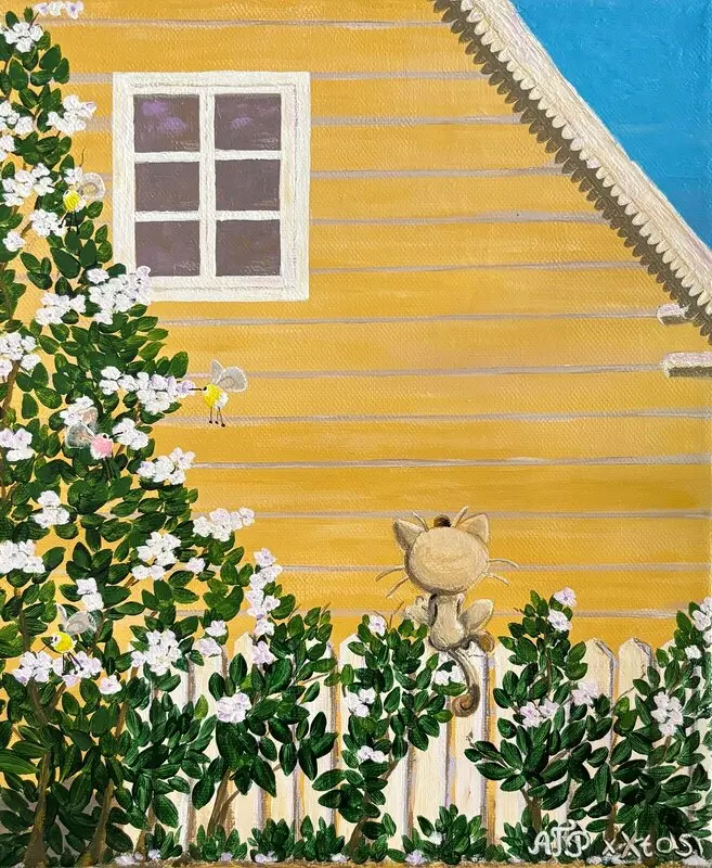 Akrylmålning Summertime in the Hood av Alicja Placinska Tapia