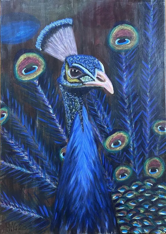 Oljemålning “Mayuri” the illusion av Miriam JK