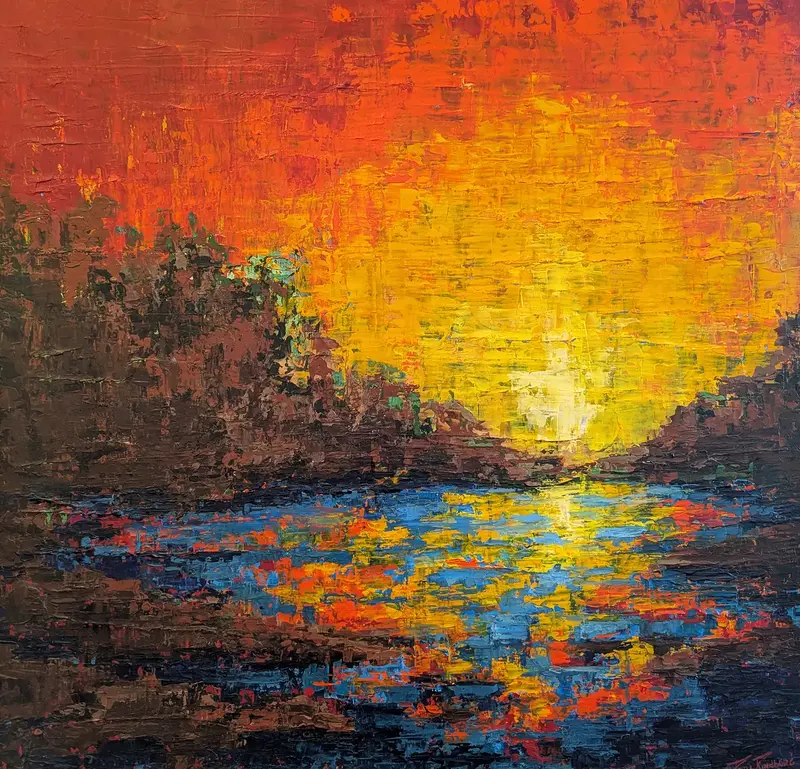 Akrylmålning Sunset nr.8 av Paula Rindborg
