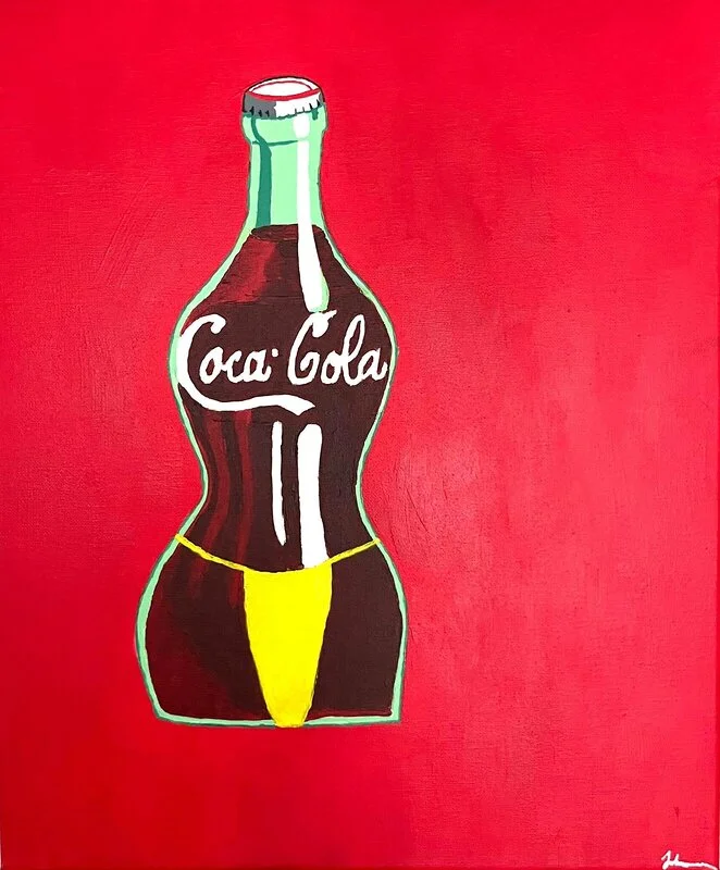 Akrylmålning Curve soda av Johanna Müller