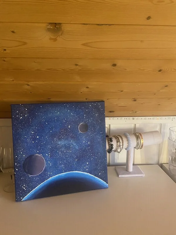 Akrylmålning Rymden och Planeter av Sofie Henebratt