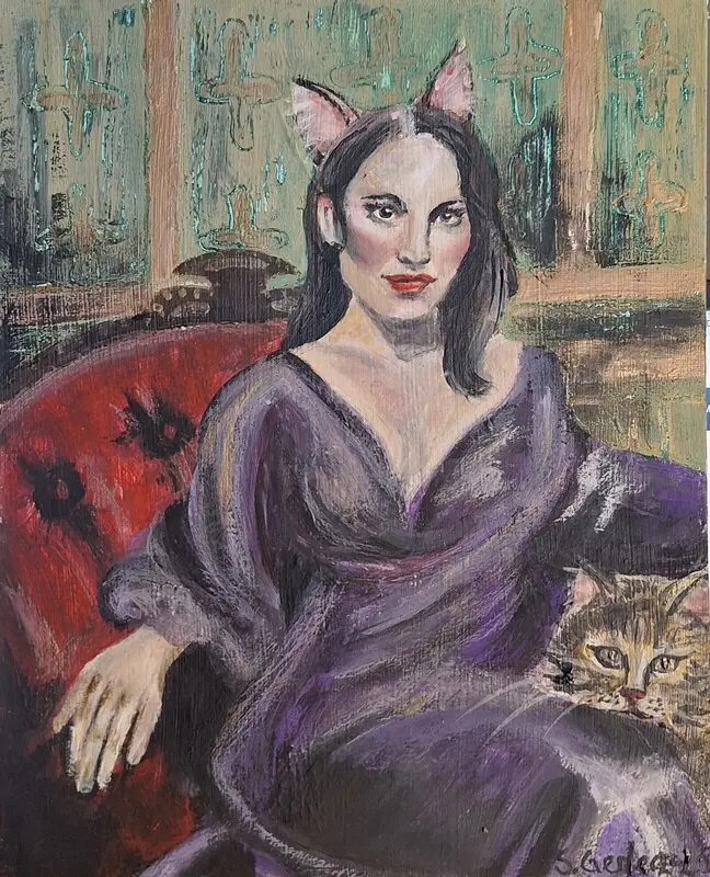 Akrylmålning Catwoman av Susanne Gerlecz