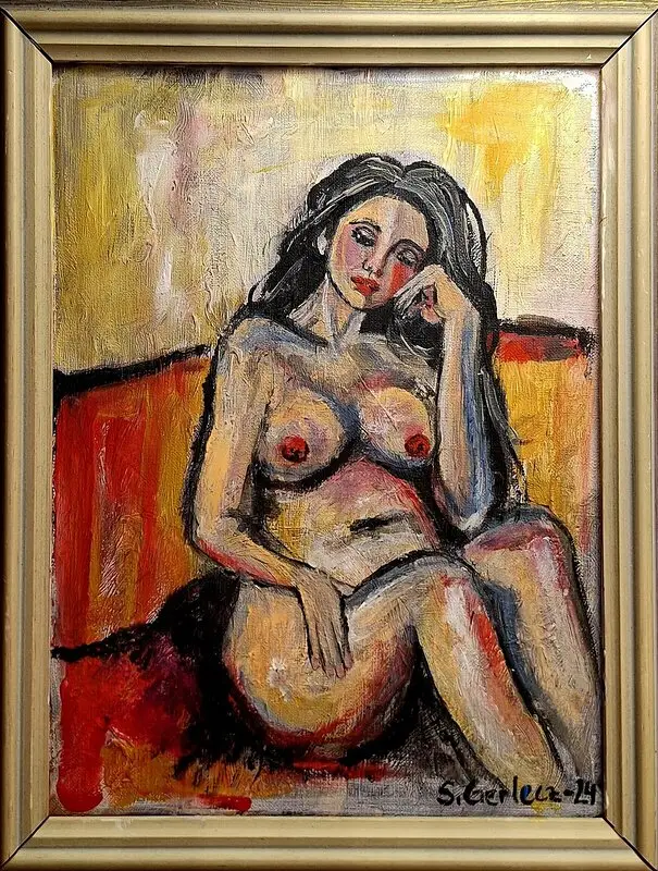 Akrylmålning Naked av Susanne Gerlecz