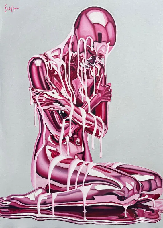 Oljemålning Pink Melancholy av Emilia Olofsson