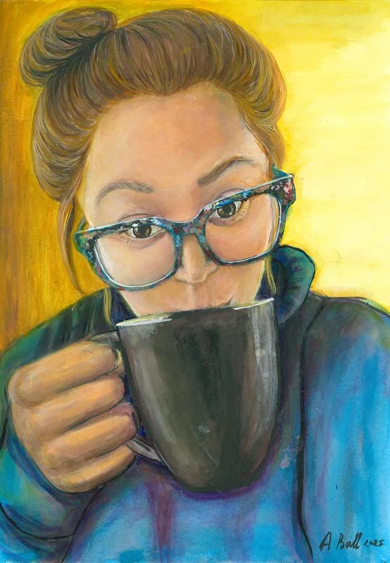 Akrylmålning Morning Coffee av Anastasia Ball