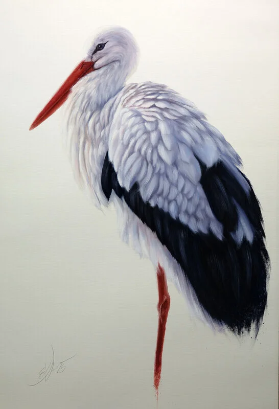 Oljemålning Stork av Emil Jansson