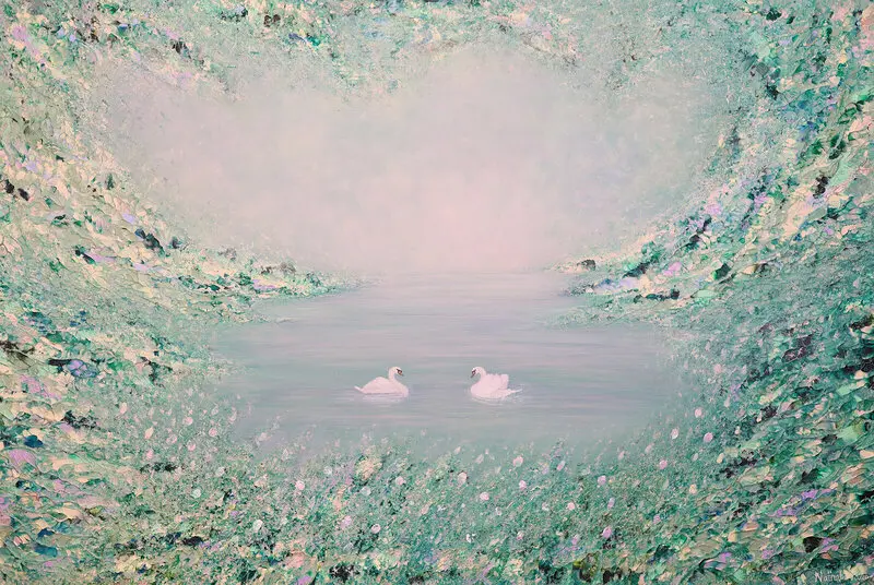 Akrylmålning Dreamy Lake av Nathalie Palmaer