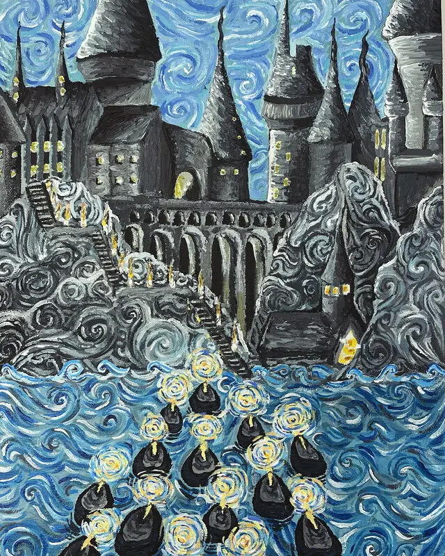 Akrylmålning Van Goghwarts av Filippa Lidman