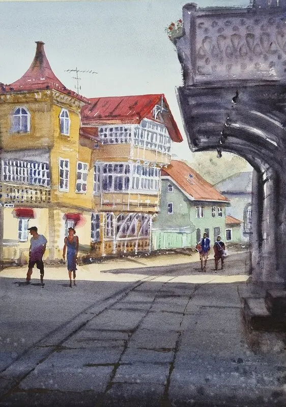 Akvarell Marstrand av Mikael Berglund