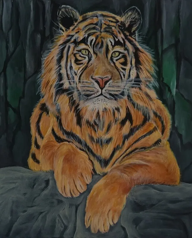 Akrylmålning The Tiger av Susanne Hedlund