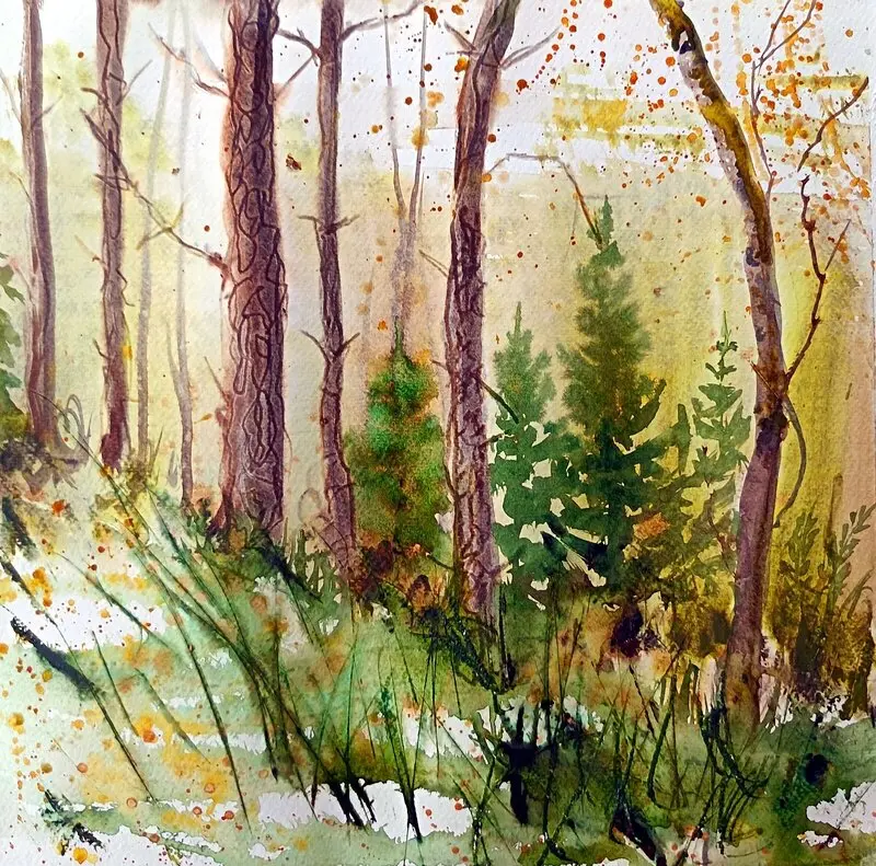 Akvarell Skog av Ann-Sofie Eriksson
