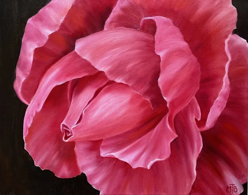 Oljemålning Ros av Maud Thilén Bengtsson