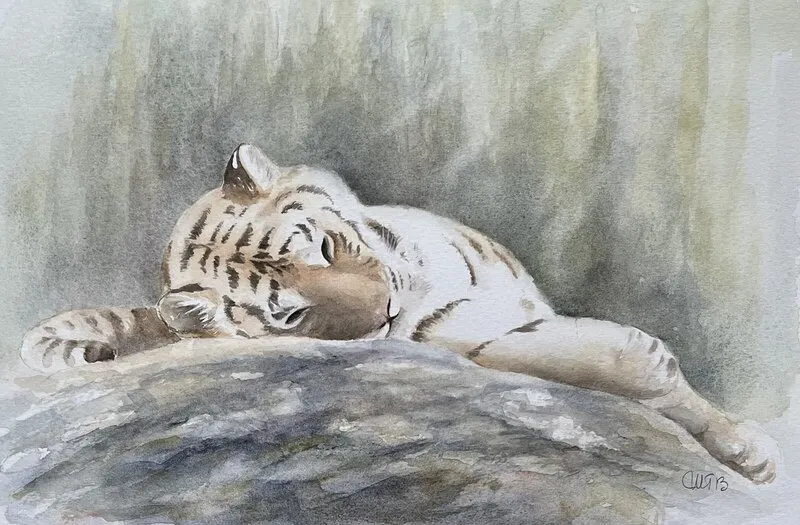 Akvarell Siesta av Maud Thilén Bengtsson