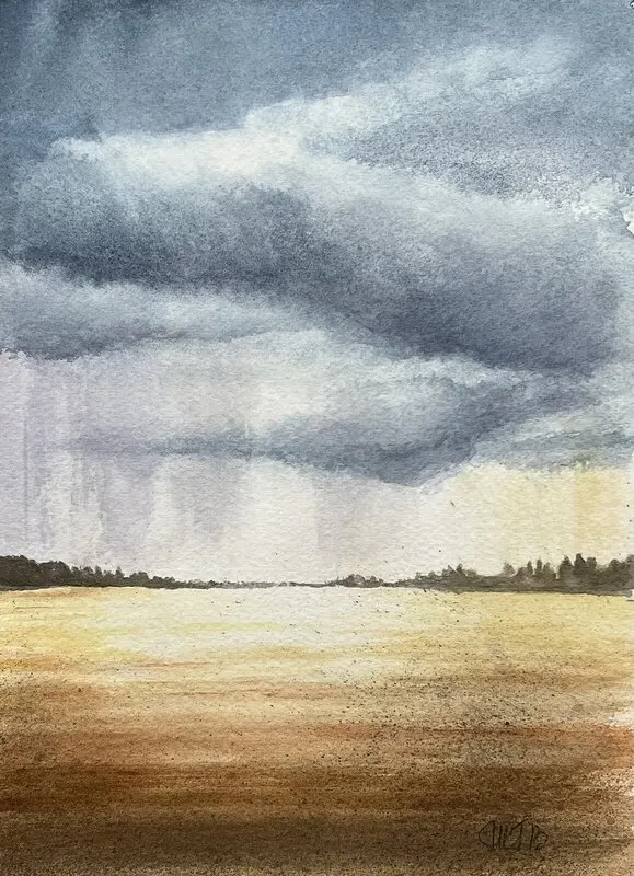 Akvarell Regn i Uppland av Maud Thilén Bengtsson