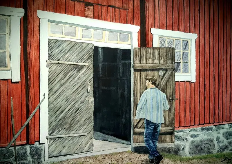 Akvarell Arbetsglädje av Victor Andersson