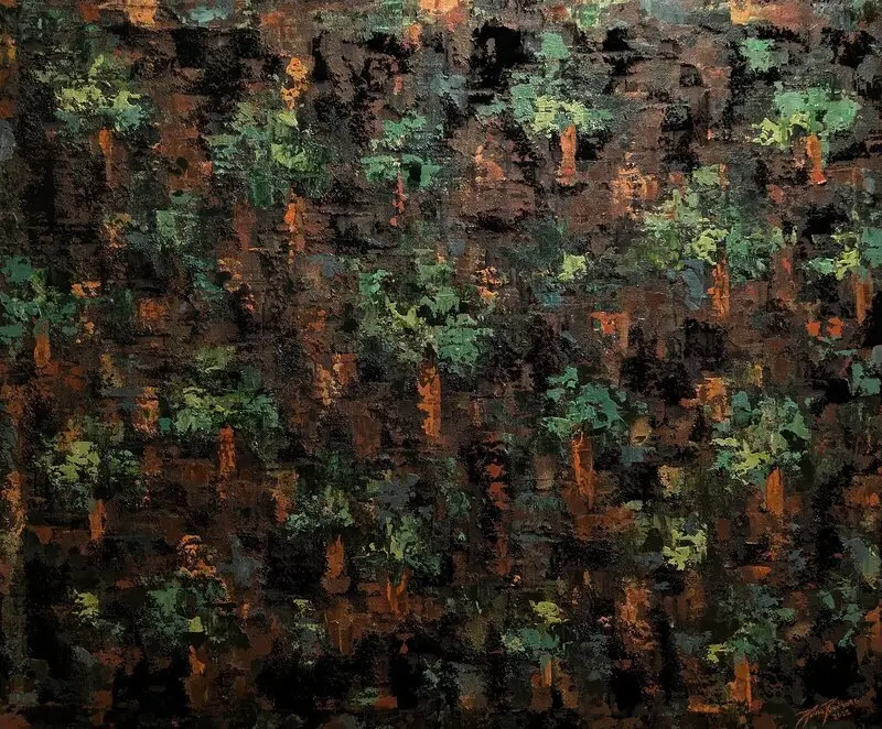 Akrylmålning A Forest Lost in Velvet av Paula Rindborg