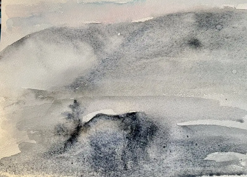 Akvarell Ren i snöstorm av Ann Laurentz