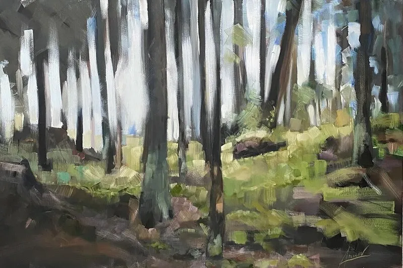 Oljemålning Innan Gudrun av Anders Olsson