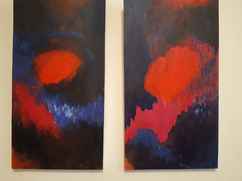 Akrylmålning Diptyk 1 av Toni Sjö