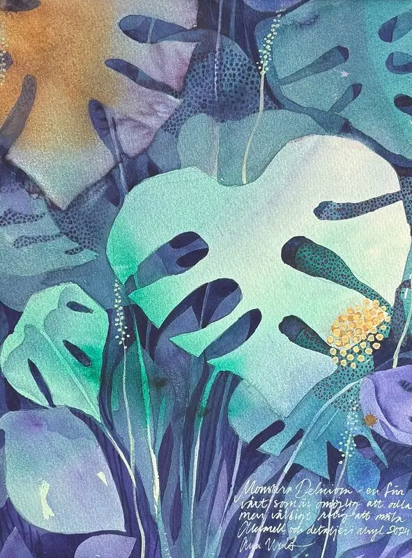 Akvarell Monstera Deliciosa I av Anna Wolf