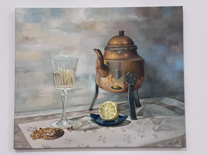 Oljemålning Сopper teapot av Anna Stråldal