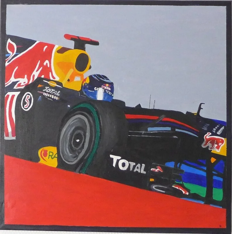 Akrylmålning Formula 1, Sebastian Vettel av Kateryna Smytska