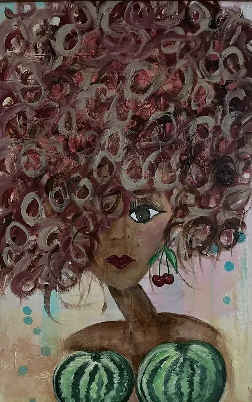 Akrylmålning Fruktstund av Britt Svantesson