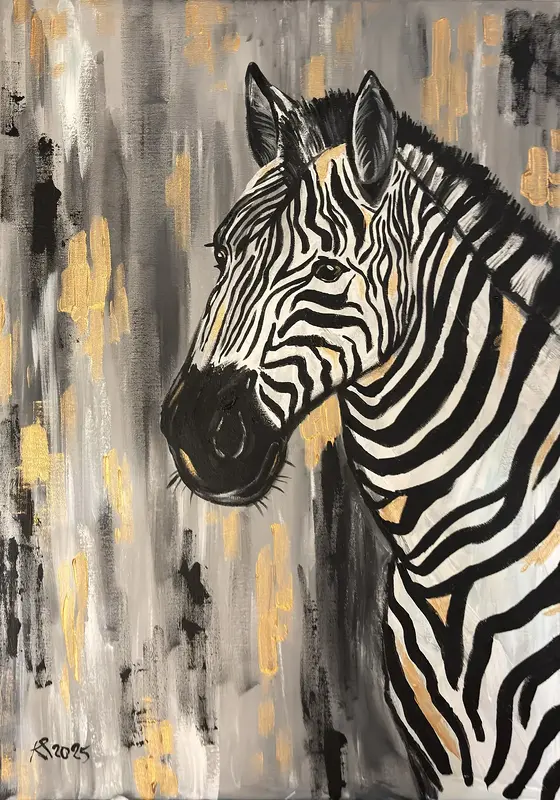 Akrylmålning Zebra av Karolina Pronckute