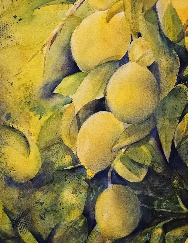 Akvarell Citroner av AnnMari Löf