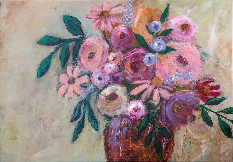 Akrylmålning ABSTRAKT FLORA av Madeleine Skog Larsson