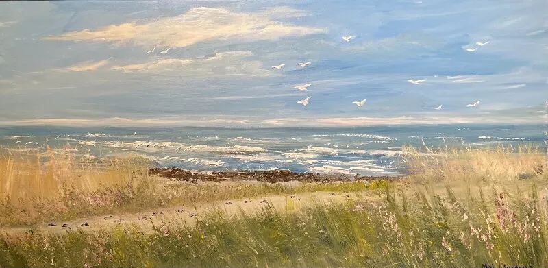 Akrylmålning Vågspel av Marie-Louise Ljungberg