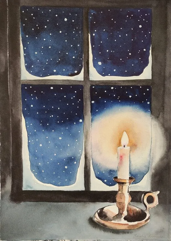 Akvarell UTANFÖR MITT FÖNSTER av Emelie Aronsson