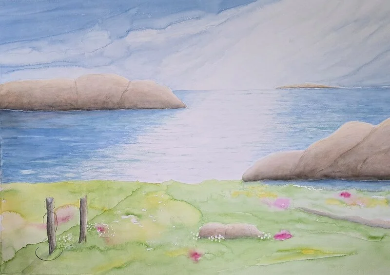 Akvarell Vid havet av Anita Lindgren