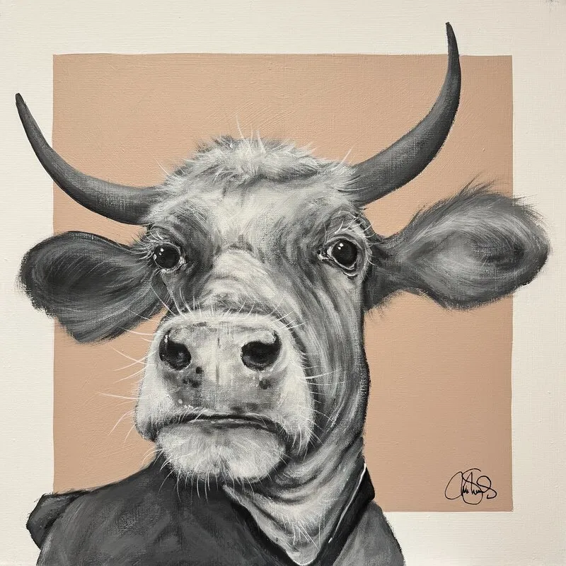Akrylmålning COW 483 Margret av Matilda Skoglund