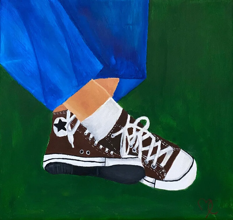 Akrylmålning Brown chucks av Matilda Carlström