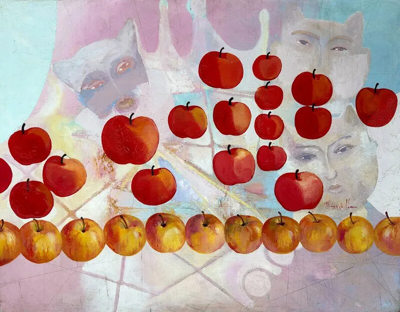 Oljemålning An Apple Cat av Ivan Tverdun