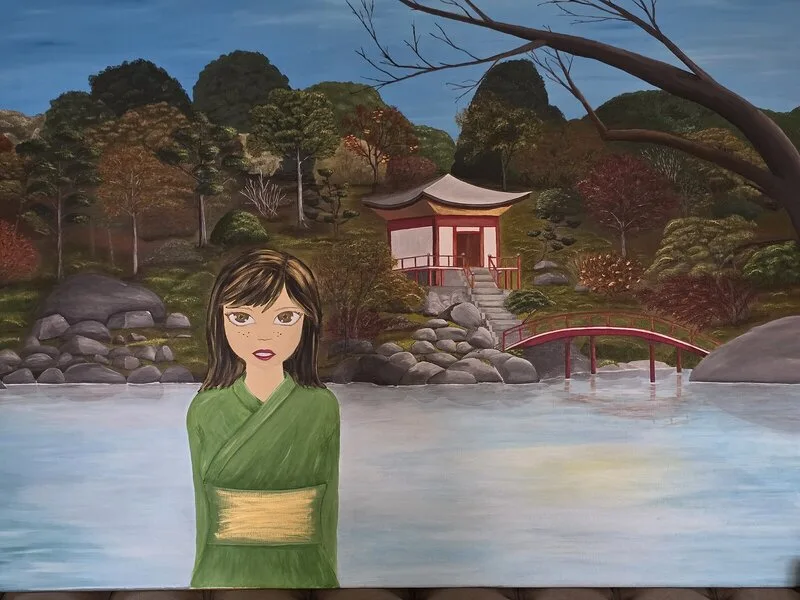 Akrylmålning Japan av Kristina Jungkarp