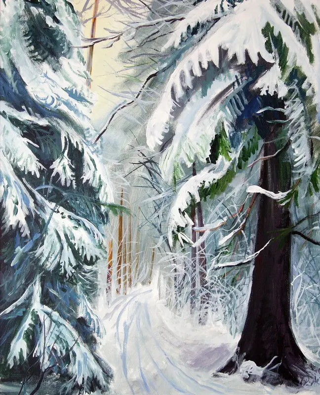 Akrylmålning Rodelbana av Josef Pinter