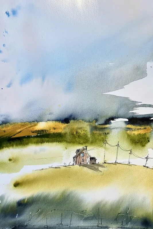 Akvarell Höst/Norrland av Anders Peter Bäckström