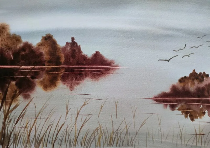 Akvarell av Merit Lindgren Muréus