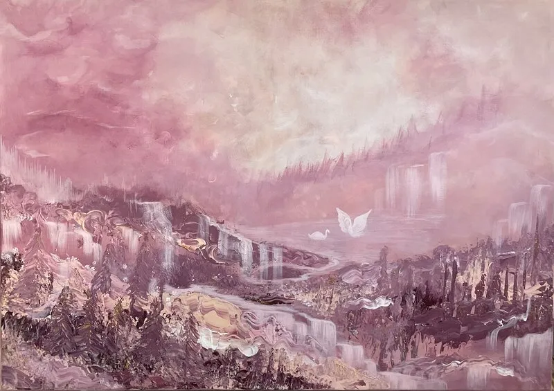 Akrylmålning Swanlake av Ana-Marija Crnoja