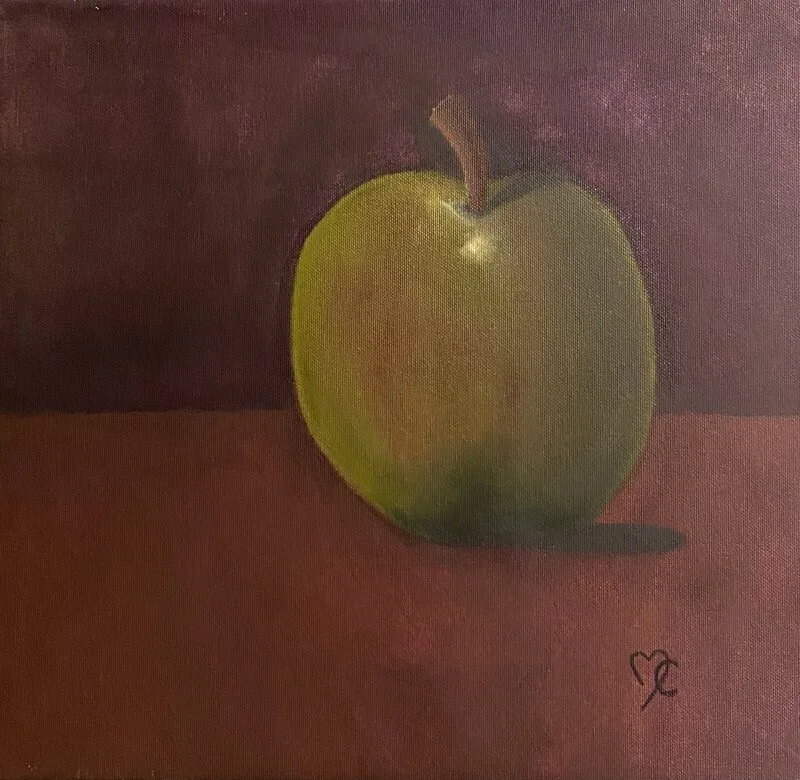 Oljemålning Green Apple av Matilda Carlström