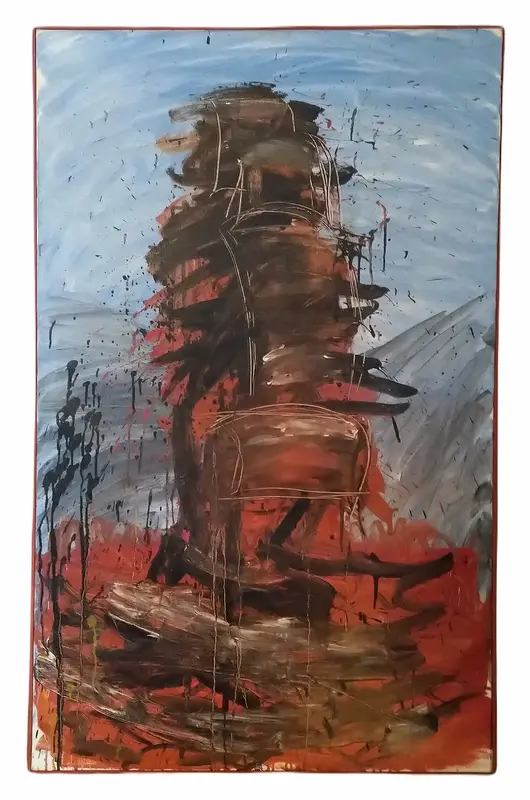 Oljemålning Skeppet. Friedrichparafras av Kenneth Lidström