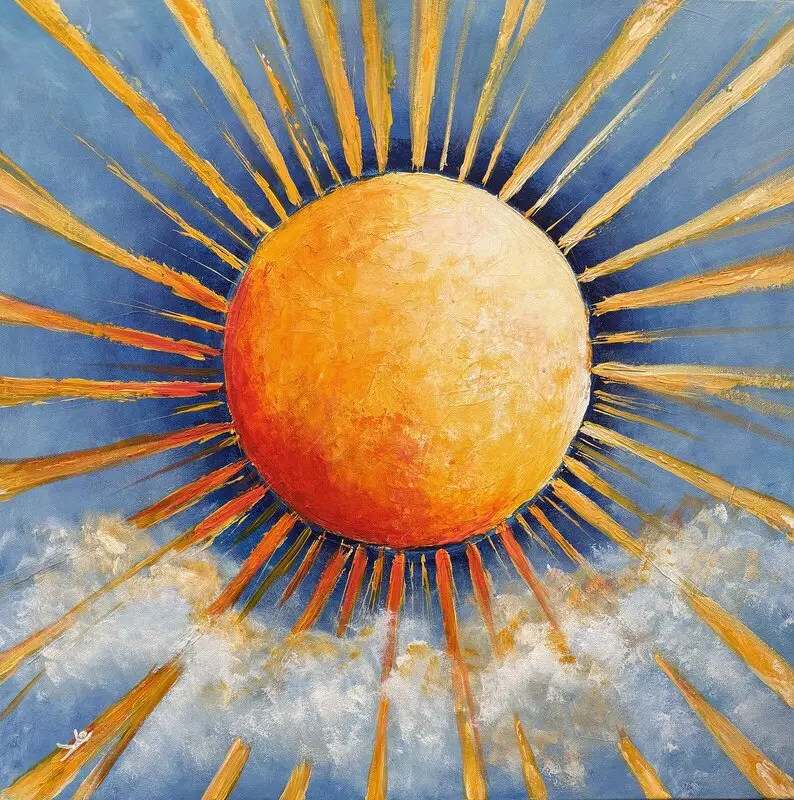 Akrylmålning Och över alltihopa lyser moder sol av Marie Eriksson Osborne