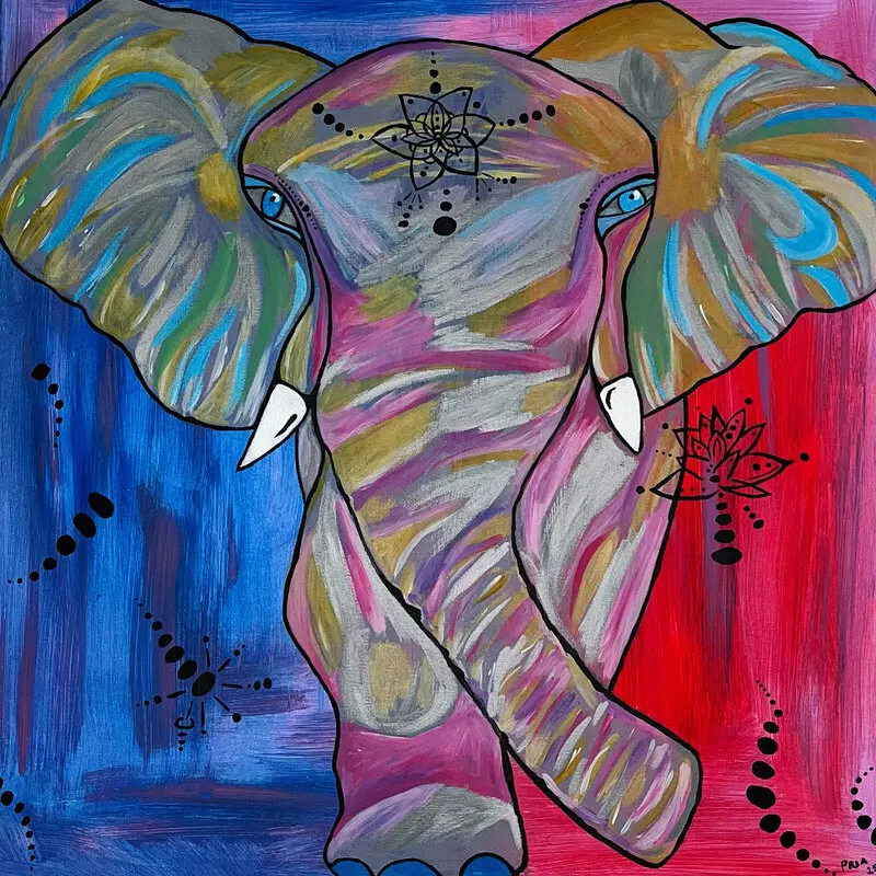 Akrylmålning Elephant av Pria Blomberg