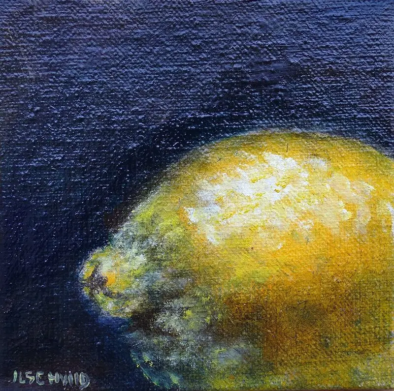 Oljemålning Citron mini av Ilse Hviid